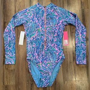 NWT Lilly Pulitzer Randee Rashguard Swimsuit Lilac Rose We Mermaid It 4